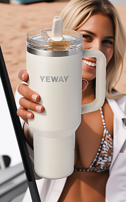 Vacuum insulated 40oz tumbler with upgraded leak resistant lid for custom private label drinkware projects